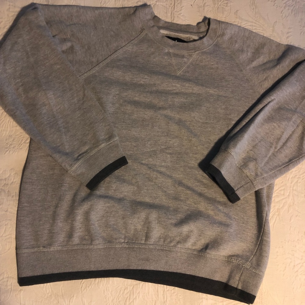 Gray sweatshirt with black trim. Size L.